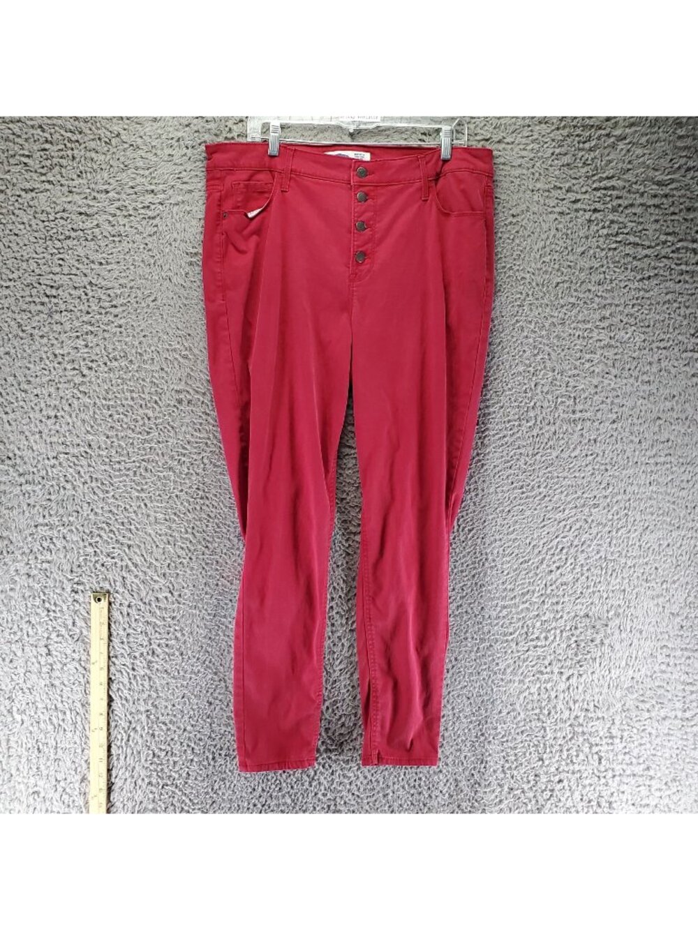 Old Navy Jeans Womens 16 Red Rockstar Super Skinny Button Fly Stretch Denim